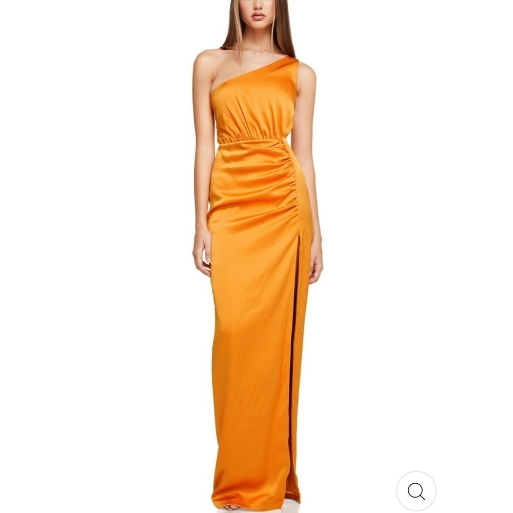Nookie Utopia One Shoulder Gown Maxi Dress in Mango.Size M
